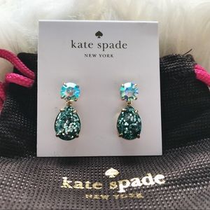 Kate Spade Blue Teardrop Glitter Earrings NWT